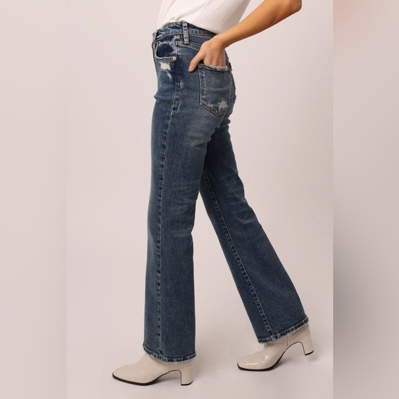 Dear John Paris Bootcut Jeans 27 4 high rise waist distressed stretch blue denim - Picture 12 of 12